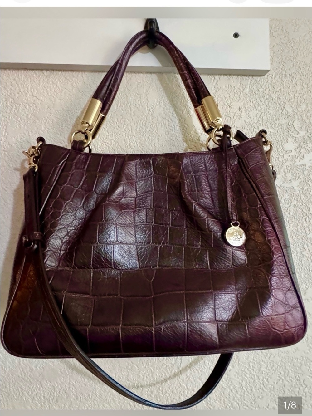 Brahmin Brown croc embossed Ruby Melbourne Satchel Bag,beautiful color EUC